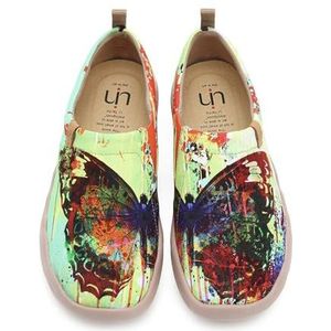 UIN Geweldige reisschoenen voor dames, kleurrijke schattige kat, canvas instappers voor lente en zomer, platte loafers met kunstprint, meerkleurig, Vlinder, 40.5 EU
