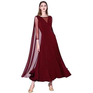 MLYYX Professionele moderne ballroom performance dragen klassieke Cha Cha Tango Training Kostuum voor vrouwen Ronde kraag Foxtrot Flamenco Practice rok