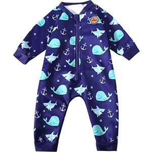 Swimbubs Baby Zwemmen Warm Pak Jongens Fleece Gevoerd Wetsuit Meisjes UV UPF50 Zonbescherming Badpak, Blauwe Walvis, 12-24 Maanden