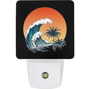 Surfer Grote Golf Warm Wit Nachtlampje Plug In Muur Schemering naar Dawn Sensor Lichten Binnenshuis Trappen Hal