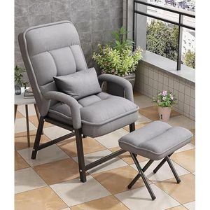 Luie stoel met Ottoman, Moderne Lounge Reclining Vrijetijdsstoel, Fauteuil met Voetenbank, Verstelbare Sofa Stoel, voor Slaapkamer en Woonkamer, Lezen, Kantoorwerk en Rust(Gray)