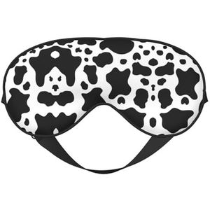 Zacht ademend slaapmasker met zwart-wit koeienprint, lichtblokkering, verstelbare riem, slaapmasker voor reizen, nachtwerk, kantoor