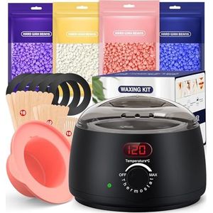 Wasverwarmer Digitale Waxset voor vrouwen en mannen, Professional Waxing kit - Wax Heater with Silicone Bowl, Wax beads for Face, Underarm, Legs and Body, At home Wax Warmer kit, Beginner Friendly