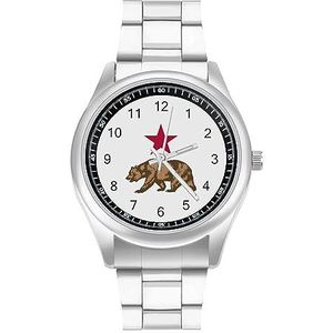 California Beer En Rode Ster Mode Horloge Business Jurk Quartz Rvs Polshorloge Armband Horloges