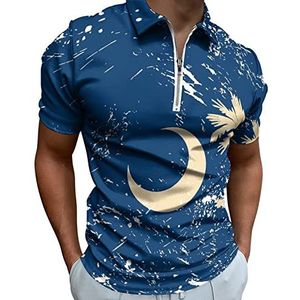Carolina Staat Vlag Half Zip-up Polo Shirts Voor Mannen Slim Fit Korte Mouw T-shirt Sneldrogende Golf Tops Tees 4XL