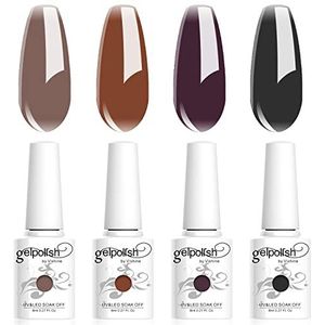 Vishine Jelly Gel-nagellak, 4 kleuren, semi-permanent, kleur: transparant, paars, barnsteen, bruin, zwart, kristalgel, soak-off, UV, LED, 8 ml