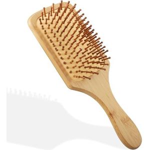 Haarborstel van Bamboe Hout Met Natuurlijke Nagels - Massagekam Ronde Antistatische Kam voor Vrouwen, Mannen en Kinderen