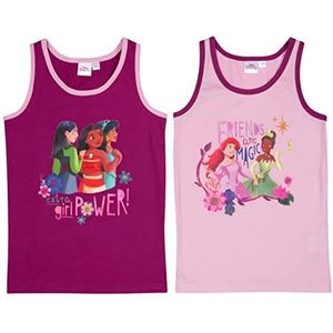 Disney Princess onderhemd voor meisjes, hemdjes, tanktop, ondergoed, paars/roze (verpakking van 2), Meerkleurig, 122-128