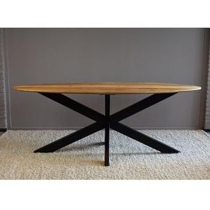 Ovale mango eettafel met verjongde rand 240x110 cm - naturel |