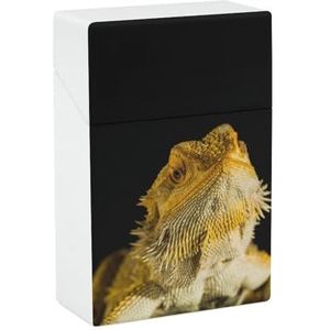 Agama Bearded Dragon Reptiel op Zwarte Sigaret Case Houder Doos Regular Size voor Mannen Papa