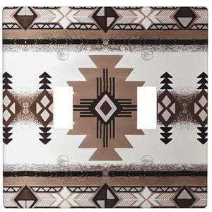 ZhaoYuGoods Aborigines Print Muurplaat, Dubbele Toggle Lichtschakelaar Outlet Cover 2-Gang 11,4 cm x 11,4 cm, PC Decoratieve Voorplaat voor Thuis & Kantoor