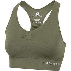 STARK SOUL Bra Light Support Sportbeha dubbellaags voor dames, maten S, M, L en XL, Kaki, XL