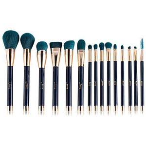 Eljjhah Borstels 15 stks Paars/Donkerviolet Make-up Borstels Set Poeder Foundation Oogschaduw Eyeliner Lip Contour Concealer Smudge (Handvat Kleur: T113 15STKS)