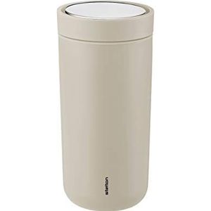 Stelton To-Go Click Thermobeker, dubbelwandige thermosfles, roestvrije, lekvrije koffiemok/theebeker met smart-click-deksel, warme en koude dranken, 0,4 liter, zand