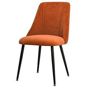 GEIRONV 1 stuks gezellige meubels Moderne eetkamerstoel, Meubel Keuken Flanel en Metal Ergonomische Bureaustoel 50 × 56 × 85cm Eetstoelen (Color : Orange)