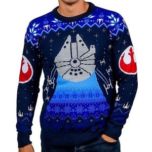 Star Wars Millenium Falcon gebreide kersttrui, uniseks, voor dames en heren, cadeau, Meerkleurig, L