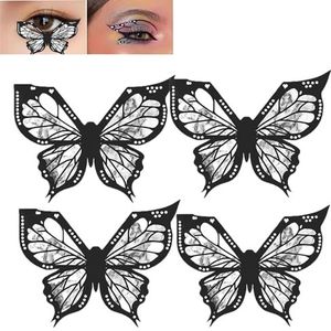Butterfly Eyeliner Stencil, Butterfly Eyeliner Stamp, Butterfly Makeup Stencil, Eyeliner Stencils for Eyes Wing, Winged Eyeliner Stamp,Reusable And Flexible Eyeliner Applicators Shaper Tool (4Pcs)