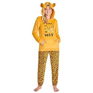 Disney Pyjama voor Vrouwen, Fluffy Dames Pyjama van Fleece, Stitch Minnie Geschenken (L, Geel Simba)