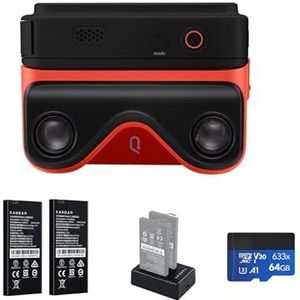 KanDao QooCam EGO, 3D-digitale 3D-camera, 180 graden stereoscopische camera, 3D-videocamera voor VR-apparaat met 2,54 inch touchscreen, zwart, reiskit