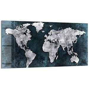 DEQORI Glazen magneetbord | 100x50 cm groot | motief ""verouderde wereldkaart"" | memobord van glas | magneetbord incl. magneten, pen & doek voor keuken & kantoor | bord magnetisch & beschrijfbaar