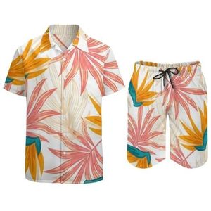 Hawaiian Beach Sneldrogend Absorbeert Zweet Casual Outfits Met Korte Mouwen, Tropische Plantenoverhemden En Shorts voor Heren (Color : Color 4, Size : 2XL)