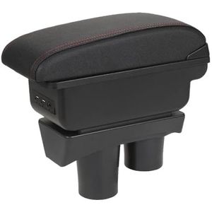 Voor Citroen C2 Armsteun Box Voor Citroen C3 C2 Auto Armsteun Opbergvak Bekerhouder Modificatie Accessoires(C1 Black red NO USB)