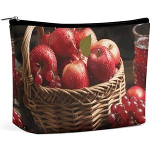 NKJJSTES Grote Capaciteit Kosmetische Zak Waterdichte Cosmetische Organisator Rood Fruit in Een Mand Cosmetische Accessoires Organizer voor Vrouwen/meisje, Rood fruit in een mand, Eén maat