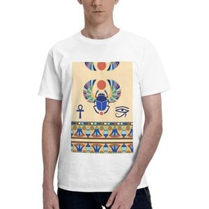 CKGODGF Katoenen T-shirt voor heren met Egyptische scarabee print, casual en comfortabel korte mouwen, geschikt voor fitness en dagelijks gebruik, Wit, S