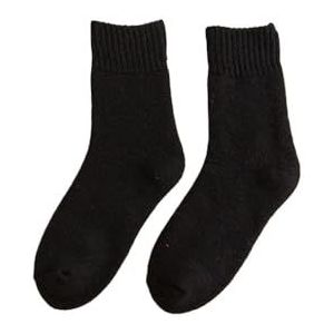 YIJIANUO Winter Vrouwen Dikke Warme Effen Kleur Wol Harajuku Retro Koud Bestand Mode Casual Kasjmier Sokken 5 Paar, Zwart, 71 EU