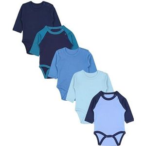 TupTam Baby Rompertjes met Lange Mouwen en Print Set van 5, Reglan Mix Blauw Turquoise, 68