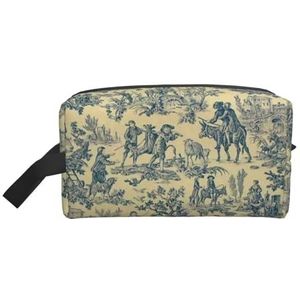 Kawaii reistoilettas van Jouy canvas, rood en wit, voor dames, make-up en cosmetica-organizer, beauty-opbergset voor meisjes, reizen, Kleur 09, Cosmetic Bag