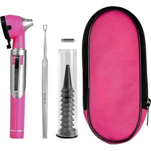 Fiber Optic Roze Mini Otoscoop Oorgezondheidstool voor Thuisgebruik met Extra Vervangbaar LED-lampje