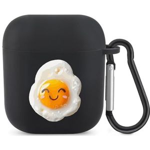 Leuke Gebakken Ei Leuke Case Voor AirPods 2&1 Schokbestendige Beschermende Hoofdtelefoon Gevallen Cover Met Sleutelhanger Voor Mannen Vrouwen