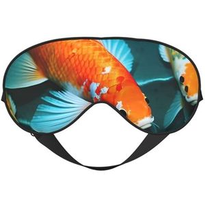 HD Japanse Koi Vis Print Functionaliteit Gezellig Oogmasker Verstelbare Riem Nacht Reizen Camping Yoga Relax