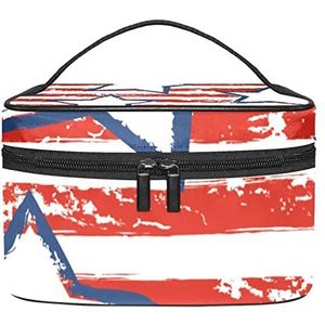 Sterren Rood Wit Streep Make-up Organizer Bag, Reizen Make-up Tas Organizer Case Draagbare Cosmetische Tas voor Vrouwen en Meisjes Toiletartikelen, Meerkleurig, 22.5x15x13.8cm/8.9x5.9x5.4in