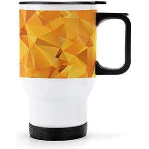 Abstracte Goud Oranje Veelhoek Reizen Koffie Mok Met Handvat & Deksel Rvs Auto Cup Dubbelwandige Koffie Mokken