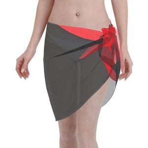 Amrole Vrouwen Korte Sarongs Strand Wrap Badpak Coverups voor Vrouwen Rood Zwart, Zwart, one size