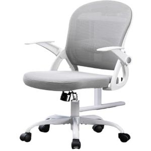 Bureaustoel Bureaustoel Met Opklapbare Armstoel Ergonomische Bureaustoel Draaibare Computerstoel Met S-vormige Rugleuning Bureaustoel Met Wielen(White)