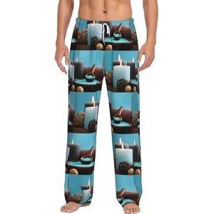 Dexnel Spa Teal Zachte Pyjama Broek Voor Mannen,Klassieke Slaapbroek Comfortabel, Polyester Pyjama Broek Met Zakken, Wit, S