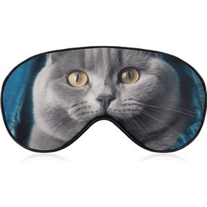 Blue Cat Eye Mask voor dames en heren, ademende en verstelbare oogbedekking, ultrazacht slaapmasker, lichtgewicht reisblinddoek voor vliegtuig, dutje, nachtslapen