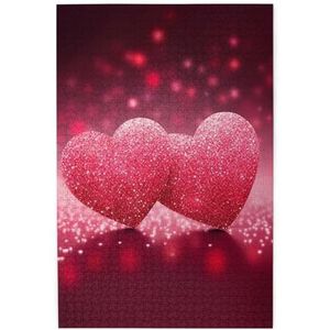 Rood hart roze glitter puzzels 1000 stuks houten legpuzzels gepersonaliseerde foto puzzel voor volwassenen vrienden foto puzzel geschenken voor bruiloft verjaardag Valentijnsdag woondecoratie