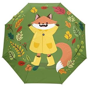 Groene Daisy Baby Fox Automatische Paraplu Winddicht Opvouwbare Paraplu Auto Open Sluiten voor Meisjes Jongens Vrouwen, Patroon, M