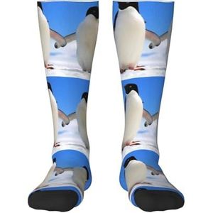 YsoLda Kousen Compressie Sokken Unisex Knie Hoge Sokken Sport Sokken 55CM Voor Reizen, Pinguïn Print, zoals afgebeeld, 22 Plus Tall