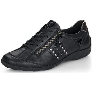 Remonte Comfortabele damesschoenen R3404, veterschoenen, losse inlegzool, Zwart combi 01, 36 EU