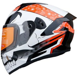 RYDZCLH Integraalmotorhelm met dubbele vizieren DOT/ECE goedgekeurde motorfiets-bromfiets-jethelm Lichtgewicht straatfiets-scooterhelmen voor heren en dames,A,L