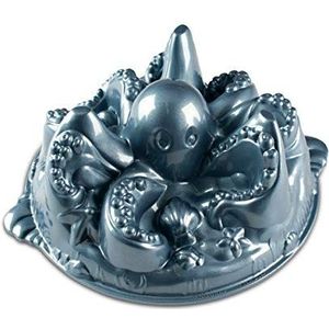 Nordic Ware 57024 Octopus non-stick cakevorm, octopus vormige cakevorm, gemaakt van gegoten aluminium, gemaakt in de VS, kleur: blauw, 10 kop capaciteit