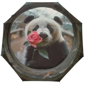 GAIREG Nieuwsgierige Panda Rose Reizen Paraplu Winddicht Auto Open Sluiten Opvouwbare Compacte Paraplu Voor Regen