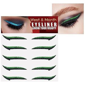 Glitter eyelinerstickers voor ogen, Instant zelfklevende eyelinersjabloon 5 paar, Sticker Eyeliner Tool, Make-up Eyeliner Stickers, Winged Eyeliner Stencil voor Eye Makeup Tool Bittu