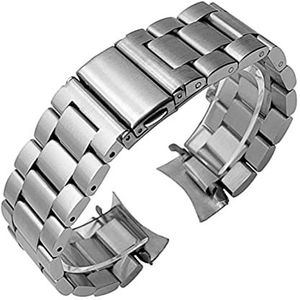 INEOUT Hq Roestvrijstalen horlogeband compatibel met Samsung Galaxy Watch S3 46mm SM-R800 Sportband gebogen eindband pols armband zilver zwart (Color : Silver, Size : 22mm)
