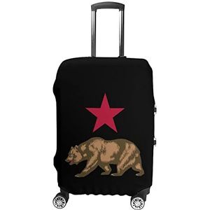 California Bear And Red Star Print Travel Bagage Cover Wasbare Koffer Protector Past 19-32 Inch Bagage